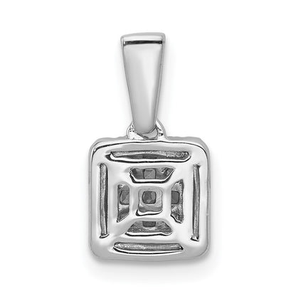 Solid 14k White Gold 1/4ct. Simulated CZ Square Cluster Pendant