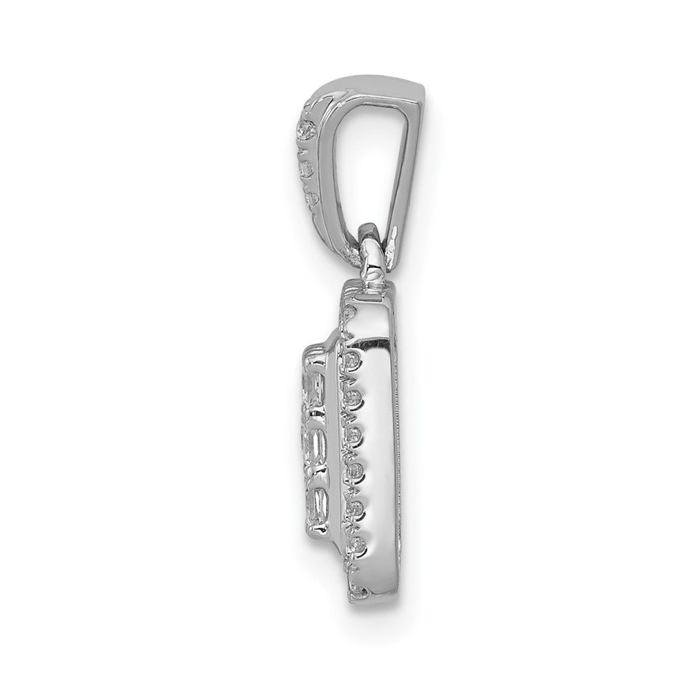 Solid 14k White Gold 1/2ct. Simulated CZ Square Cluster Pendant