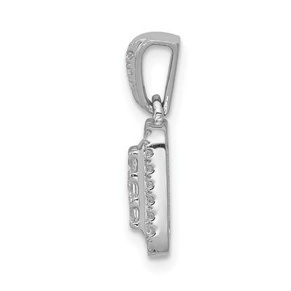 Solid 14k White Gold 1/2ct. Simulated CZ Square Cluster Pendant