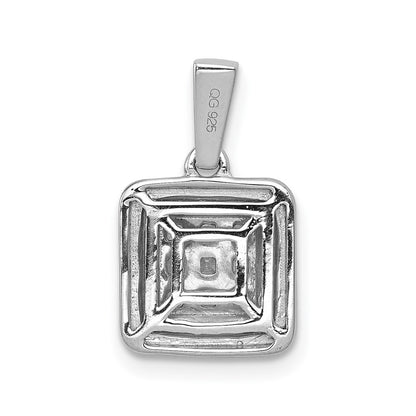 Solid 14k White Gold 1/2ct. Simulated CZ Square Cluster Pendant