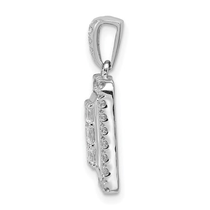 Solid 14k White Gold 1ct. Simulated CZ Square Cluster Pendant