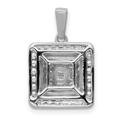 Solid 14k White Gold 1ct. Simulated CZ Square Cluster Pendant
