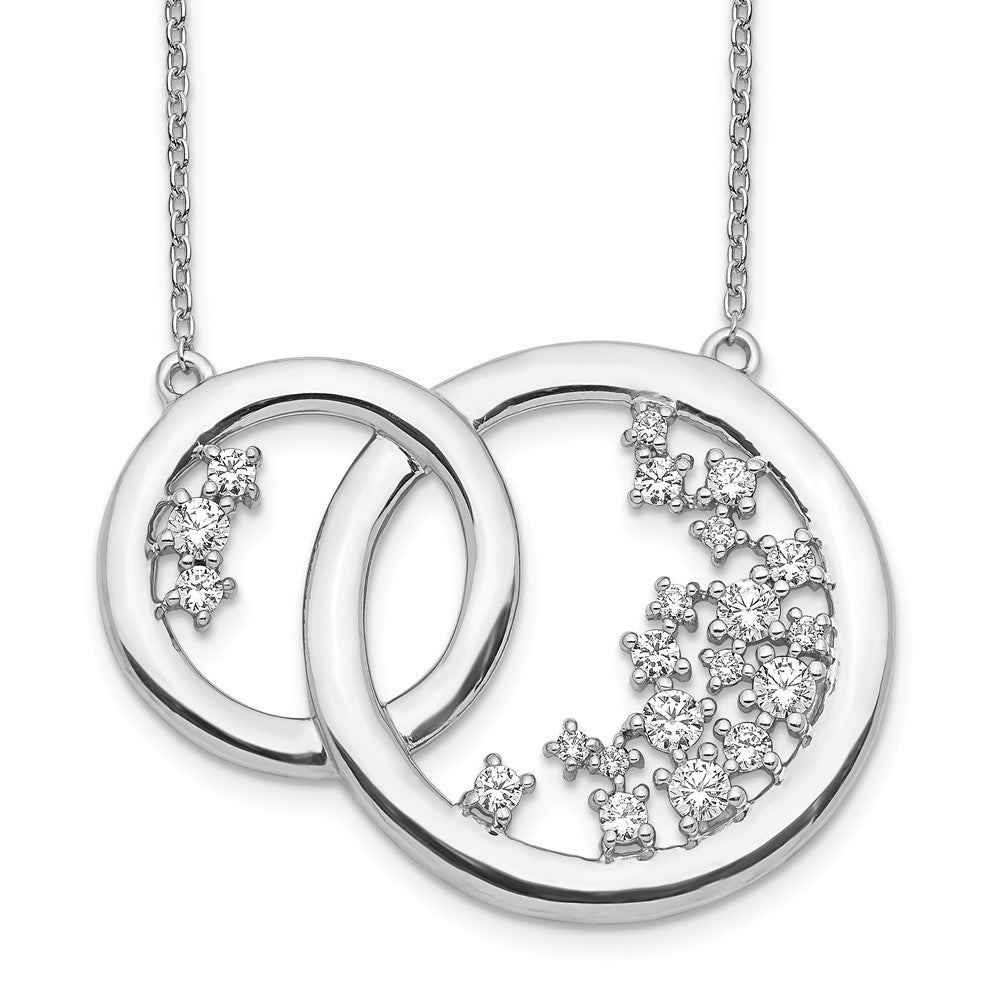 14k white gold real diamond interlocking circle necklace pm4388 075 wa