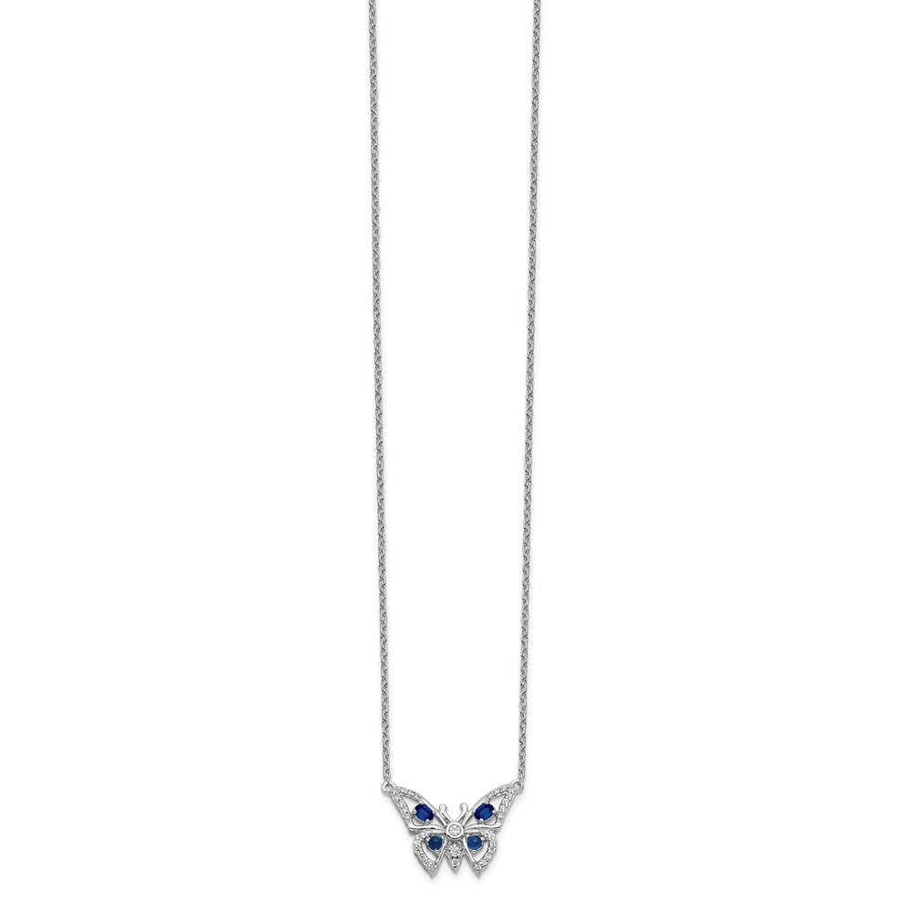14k white gold real diamond sapphire butterfly necklace pm4391 sa 016 wa