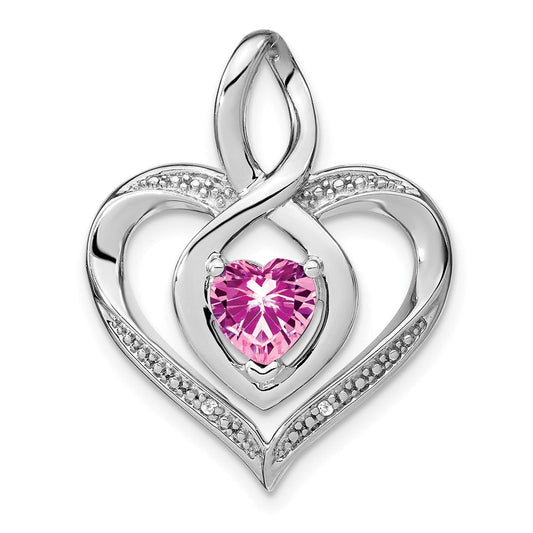 sterling silver created pink sapphire and real diamond pendant pm4440 cps 001 ssa
