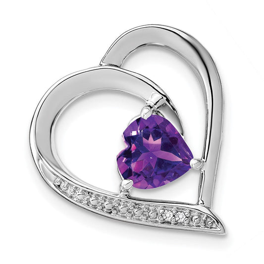 sterling silver amethyst and real diamond pendant pm4441 am 001 ssa