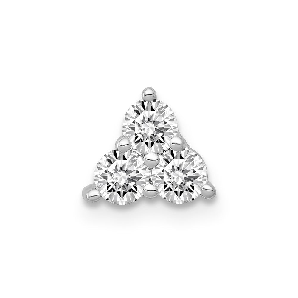 14k white gold 3 8ct real diamond three stone triangle chain slide pm4677 038 wa