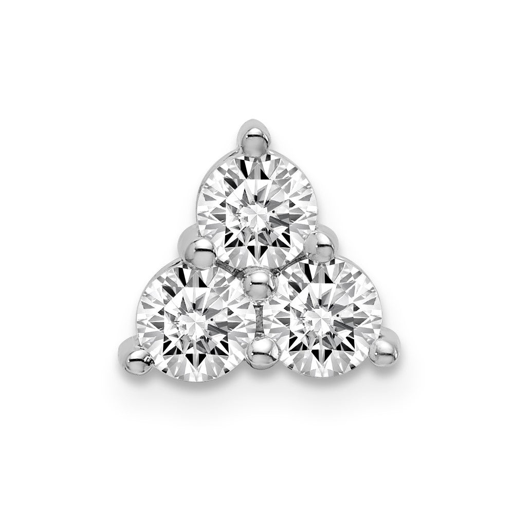 14k white gold 3 4ct real diamond three stone triangle chain slide pm4677 075 wa