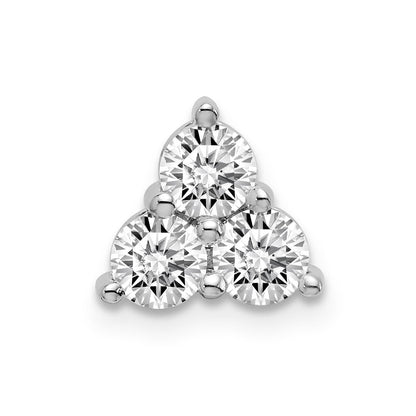 14k white gold 3 4ct real diamond three stone triangle chain slide pm4677 075 wa