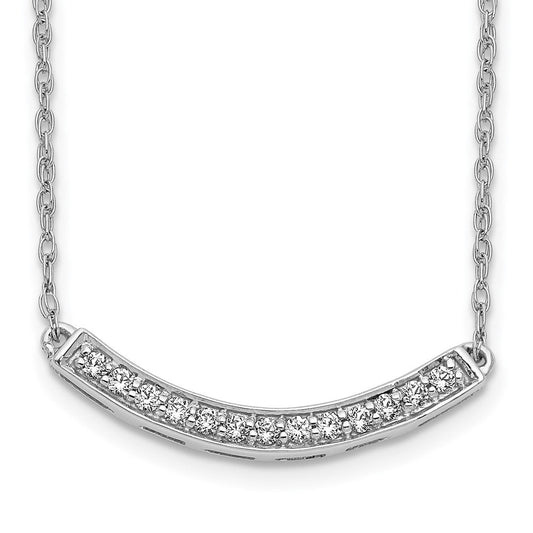 14k white gold real diamond curved bar 18 inch necklace pm4679 016 wa