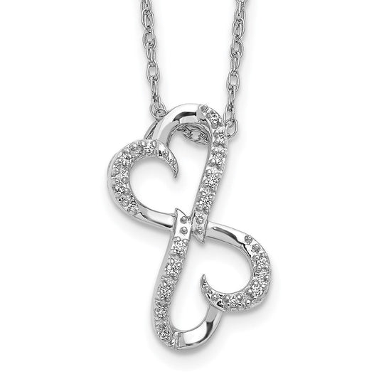 14k white gold real diamond heart 18 inch necklace pm4681 005 wa