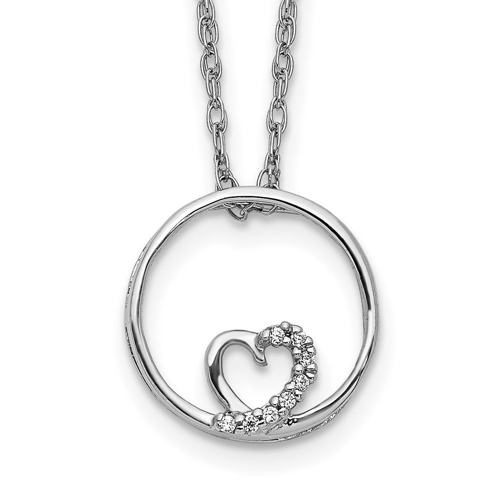 14k white gold circle and heart 18 inch necklace pm4682 002 wa