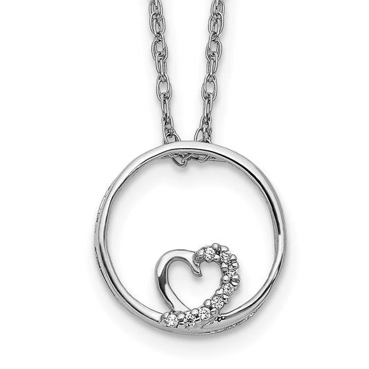 14k white gold circle and heart 18 inch necklace pm4682 002 wa