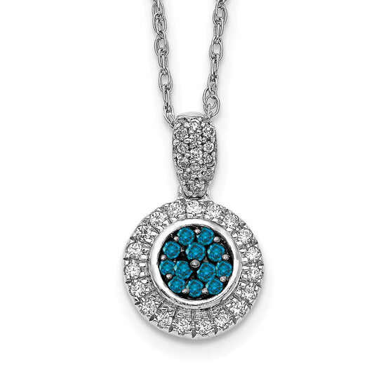14k white gold w blue and white real diamond circle pendant pm4683 bd 033 wa