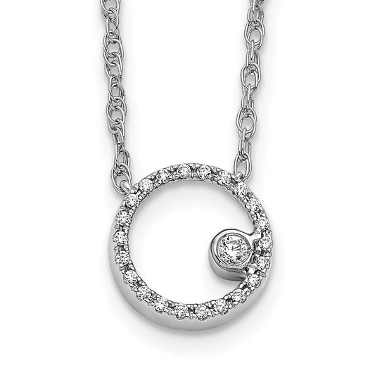 14k white gold real diamond open circle 18 inch necklace pm4685 010 wa
