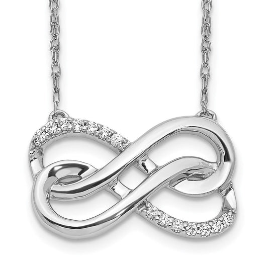 14k white gold real diamond double infinity symbol 18 inch necklace pm4689 010 wa