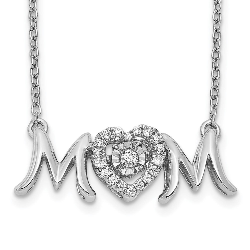 14k white gold mom vibrant real diamond 18in necklace pm4696 013 wa