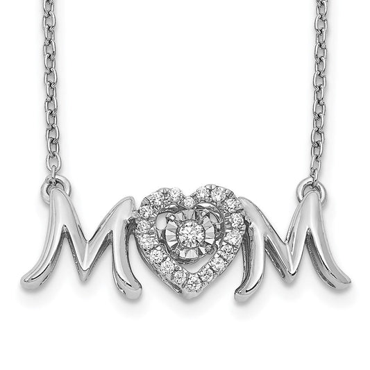 14k white gold mom vibrant real diamond 18in necklace pm4696 013 wa