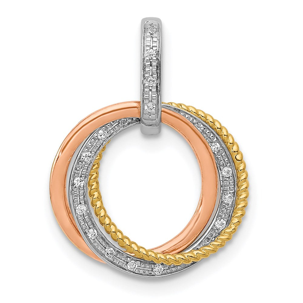 14k tri color gold 1 20ct real diamond moveable circles pendant pm4715 006 ywra