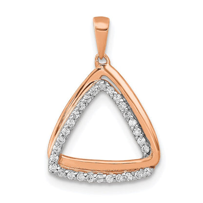14k rose gold 1 6ct real diamond double triangle pendant pm4737 016 ra