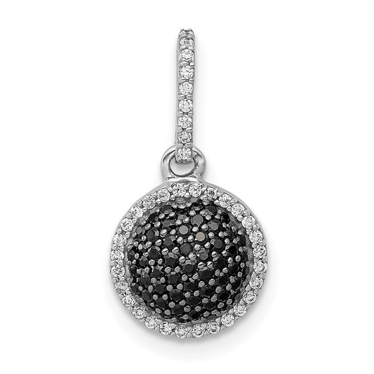 14k white gold white black real diamond circle cluster pendant pm4740 bk 020 wa