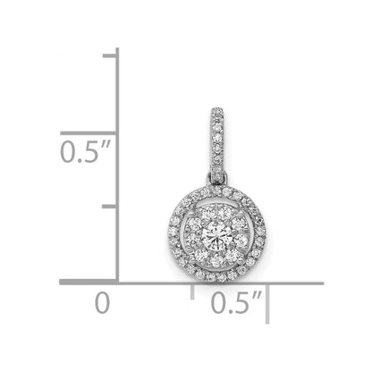 Solid 14k White Gold 1/4ct. Simulated CZ Round Halo Cluster Pendant