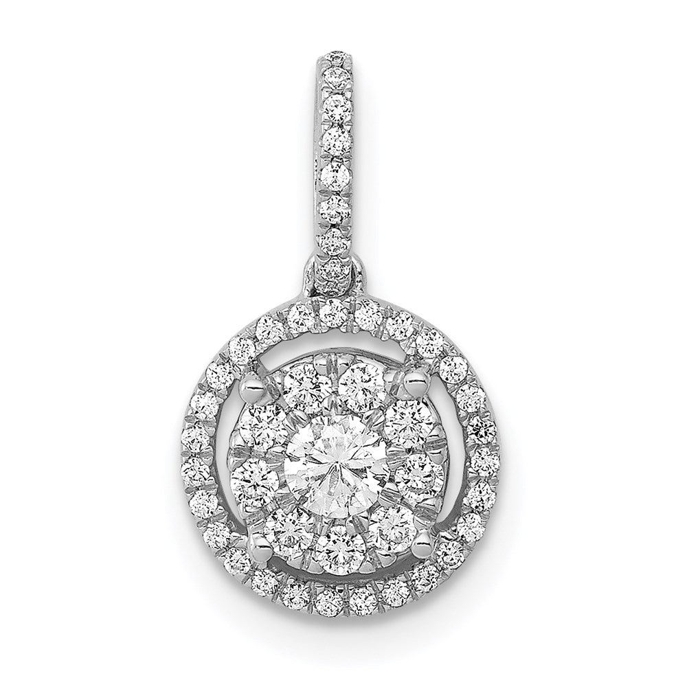 14k white gold 1 3ct real diamond round halo cluster pendant pm4744 033 wa