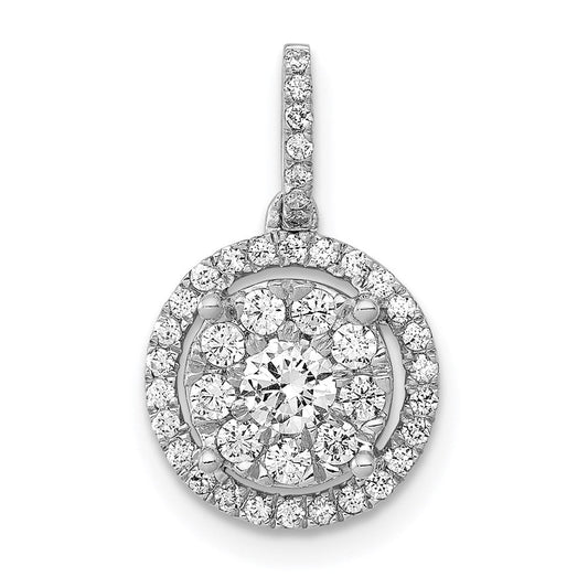 14k white gold 1 2ct real diamond round halo cluster pendant pm4744 050 wa