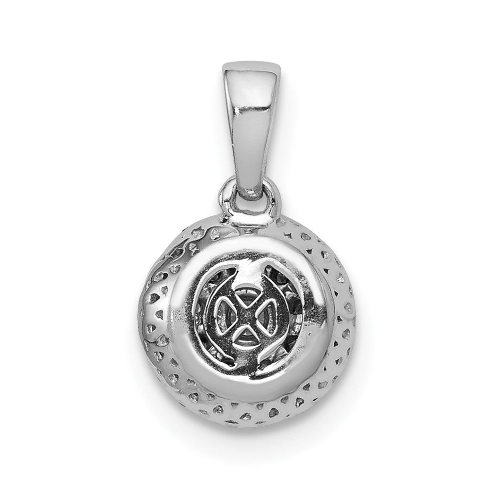 Solid 14k White Gold 1/4ct. Simulated CZ Round Halo Cluster Pendant