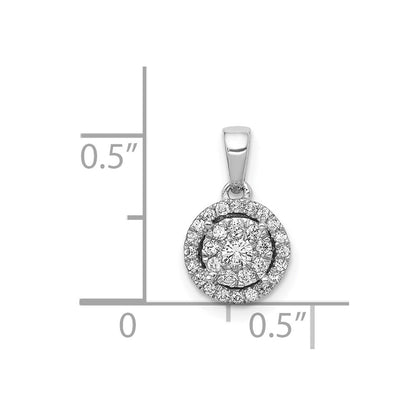 Solid 14k White Gold 1/4ct. Simulated CZ Round Halo Cluster Pendant