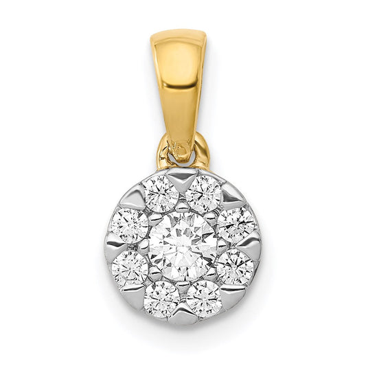 14k yellow gold 1 3ct real diamond circle cluster pendant pm4746 033 ya