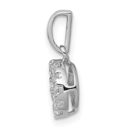 Solid 14k White Gold 1/2ct. Simulated CZ Circle Cluster Pendant
