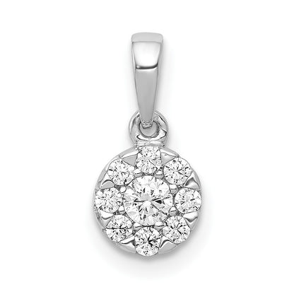Solid 14k White Gold 1/4ct. Simulated CZ Circle Cluster Pendant