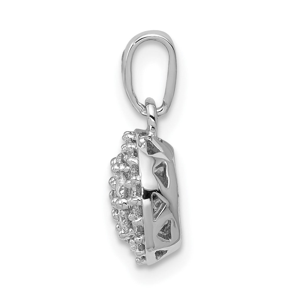 Solid 14k White Gold 1/4ct. Simulated CZ Round Halo Cluster Pendant