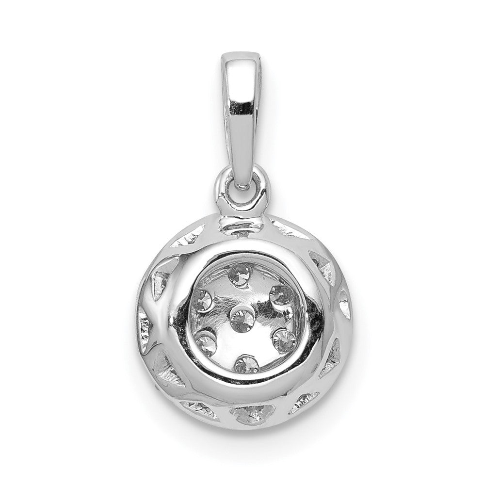 Solid 14k White Gold 1/4ct. Simulated CZ Round Halo Cluster Pendant