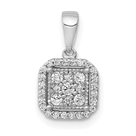 14k white gold 1 4ct real diamond square cluster pendant pm4763 025 wa