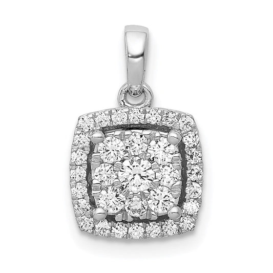 14k white gold 1 2ct real diamond square cluster pendant pm4764 050 wa