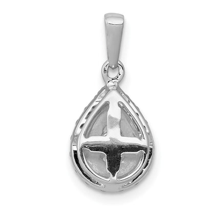 Solid 14k White Gold 1/4ct. Simulated CZ Teardrop Pendant