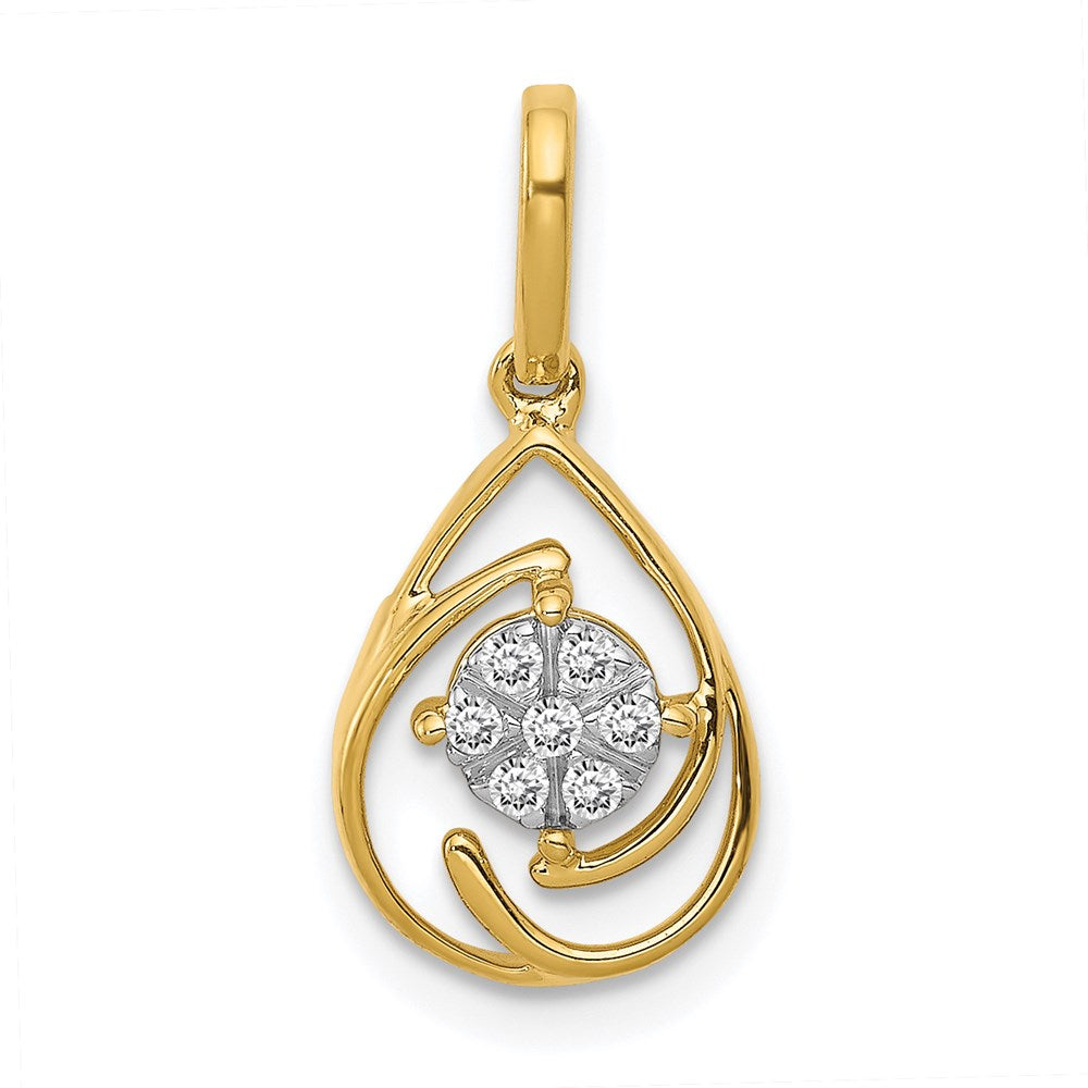 14k yellow gold polished 1 15ct real diamond fancy teardrop pendant pm4779 008 ya