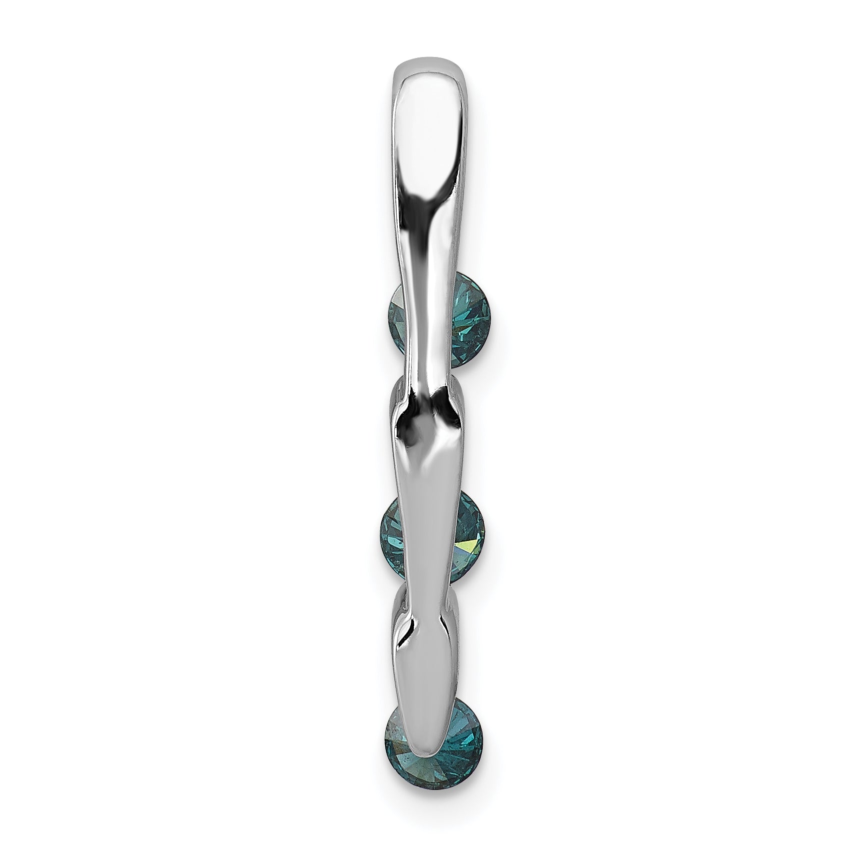 Solid 14k White Gold 1/3ct. Blue Simulated CZ 3-stone Slide Pendant