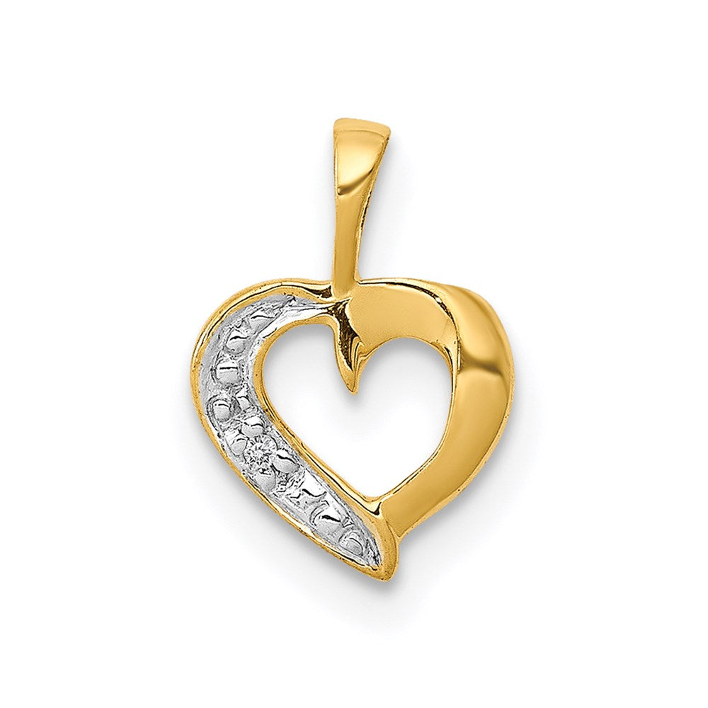14k yellow gold 01ct real diamond heart pendant pm4857 001 ya