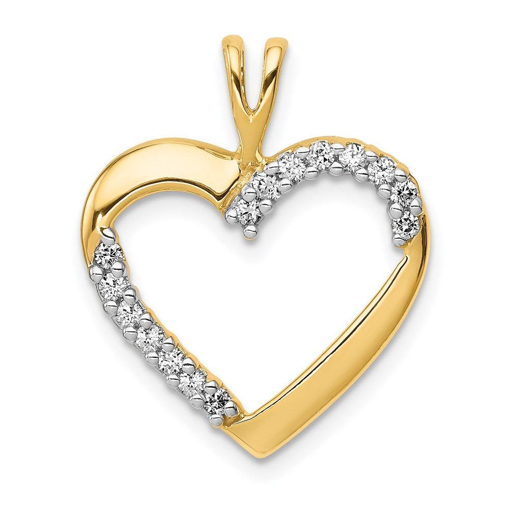 14k yellow gold 1 6ct real diamond heart pendant pm4868 016 ya