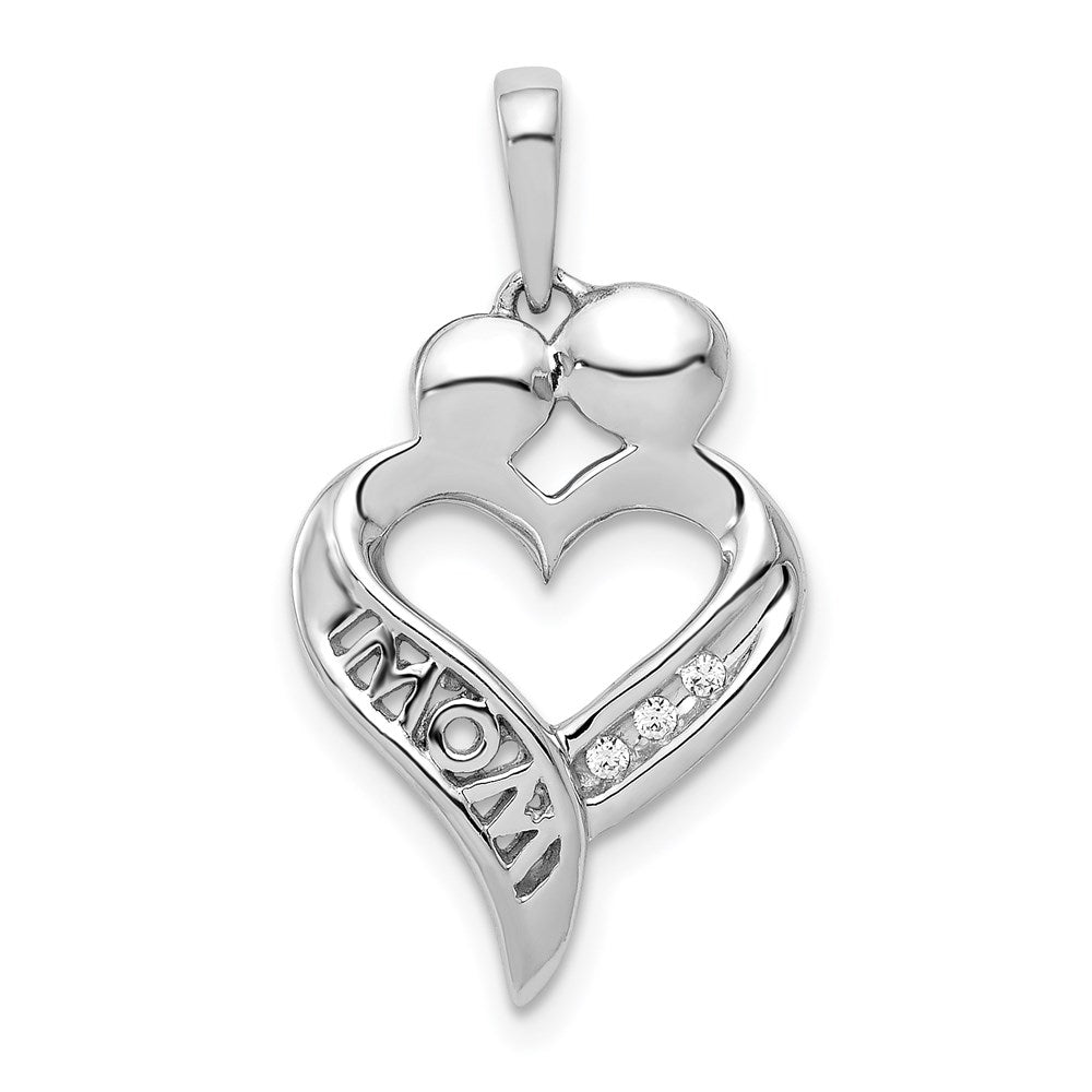 14k white gold real diamond mom heart pendant pm4895 002 wa