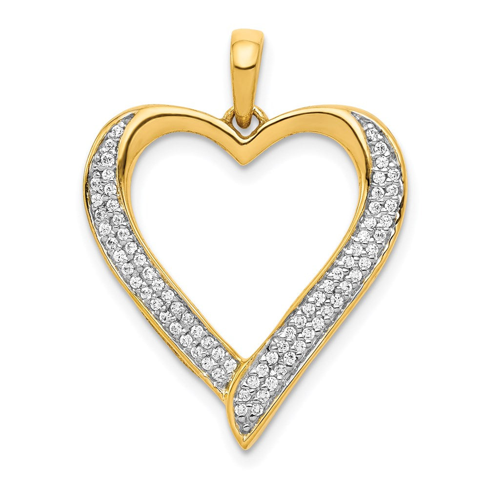 14k yellow gold and rhodium 1 4ct real diamond heart pendant pm4908 025 ya