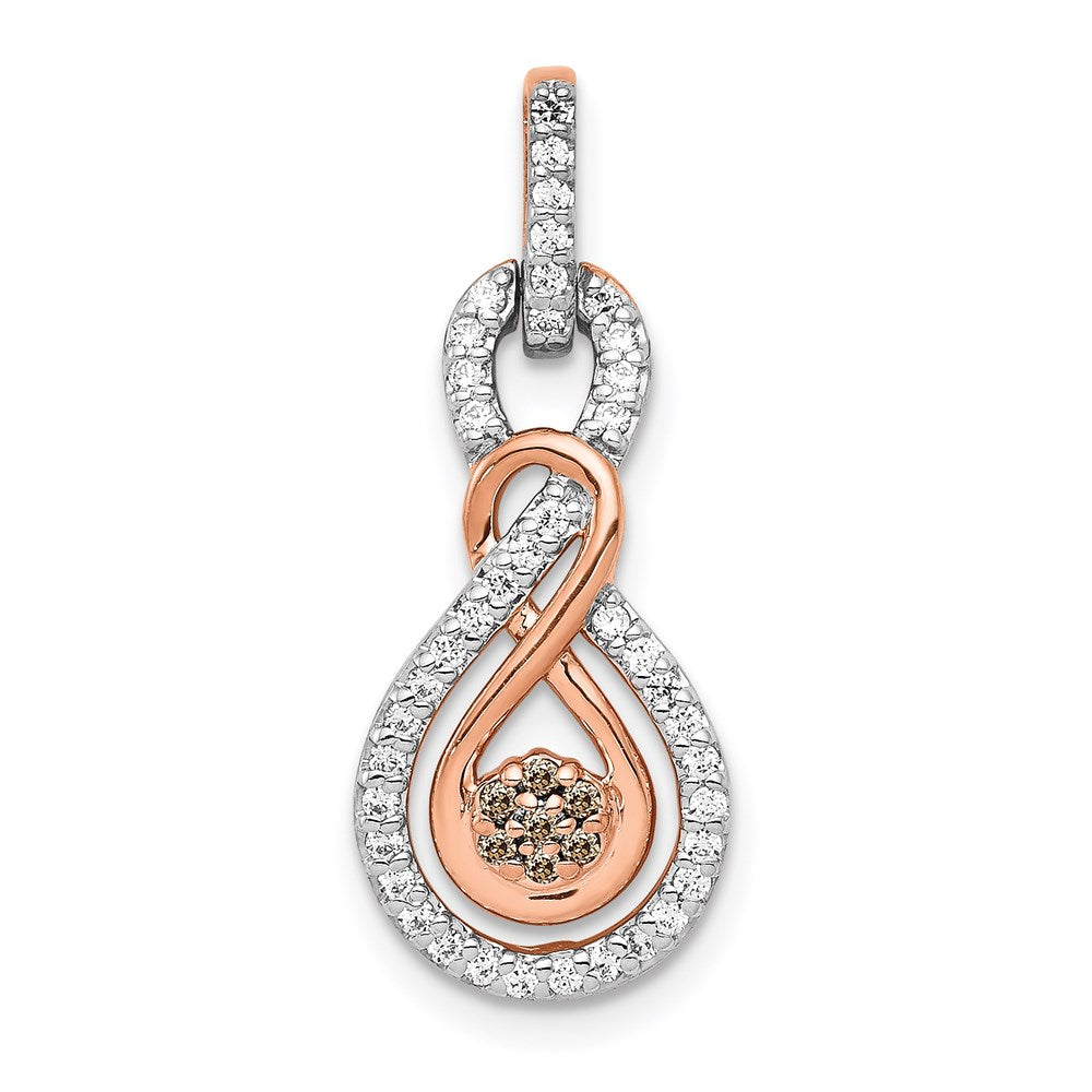 14k rose gold champagne and white real diamond double infinity chain slide pm4932 025 ra