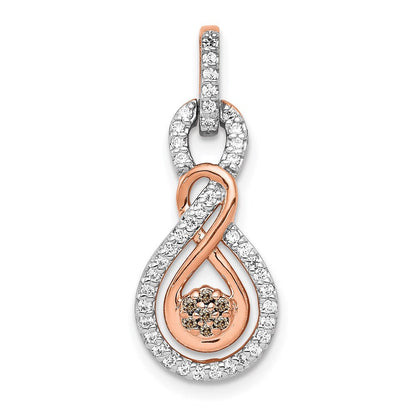 14k rose gold champagne and white real diamond double infinity chain slide pm4932 025 ra