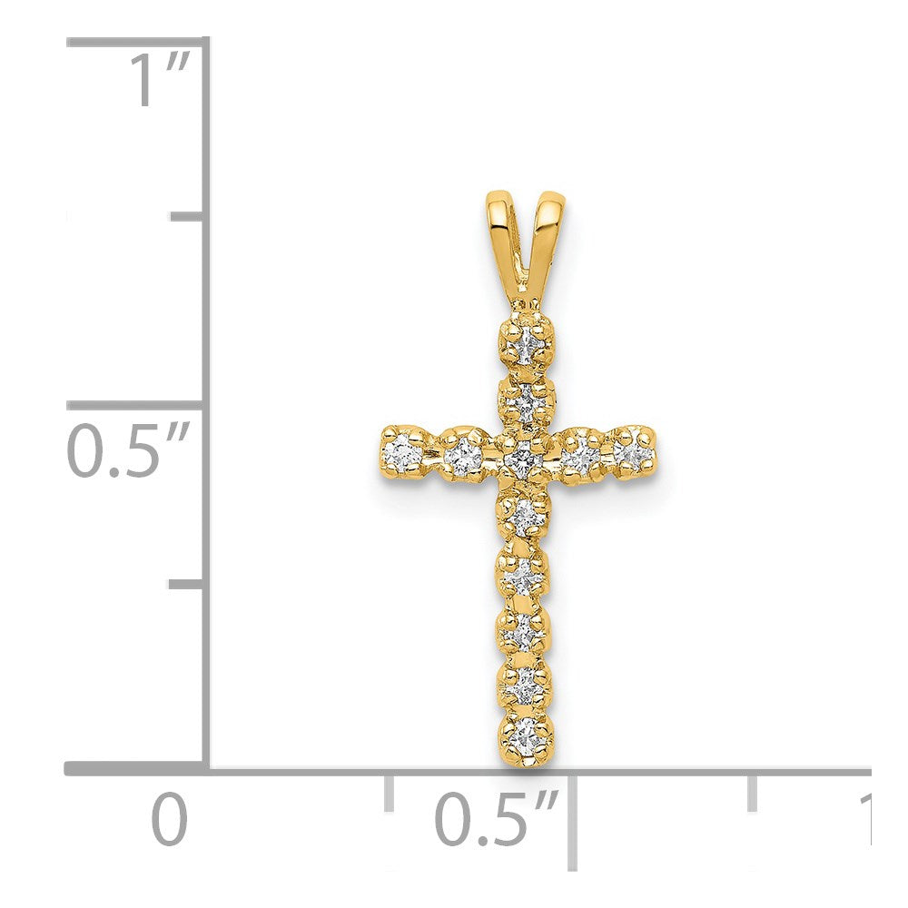 Solid 14k Yellow Gold AA Simulated CZ Latin Cross Pendant