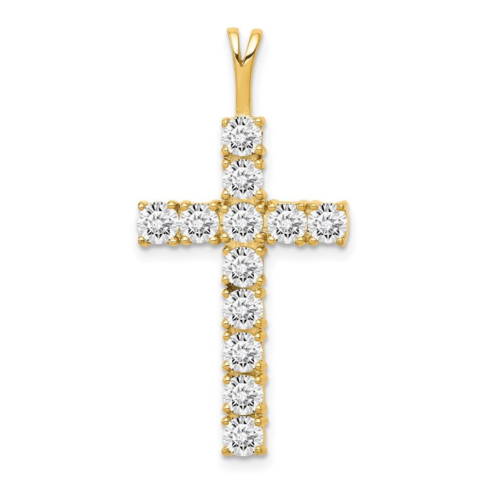 14k yellow gold aa real diamond latin cross pendant pm4948 125 ya