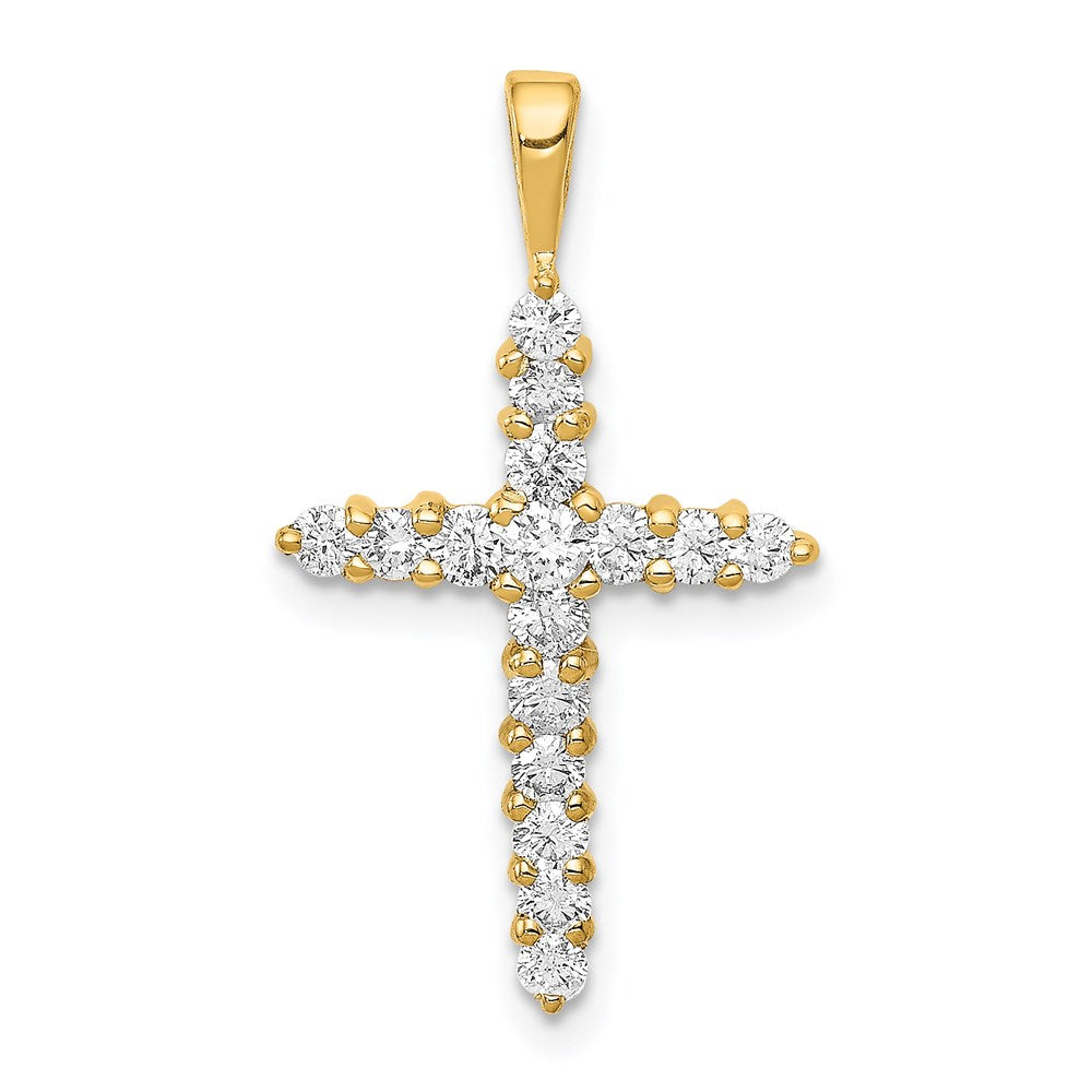 14k yellow gold aa real diamond cross pendant pm4949 050 ya