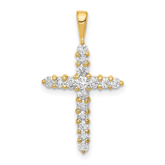 14k yellow gold aa real diamond cross pendant pm4949 050 ya